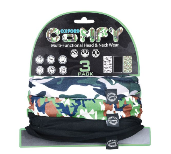 Eșarfă multifuncțională OXFORD CAMO COMFY 3 buc negru/gri/verde