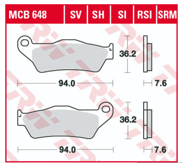 Set plăcuțe frână față/spate scooter TRW MCB648SRM