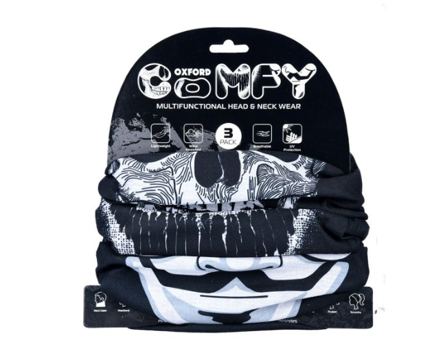 Eșarfă multifuncțională OXFORD MASKS COMFY 3 buc alb/negru